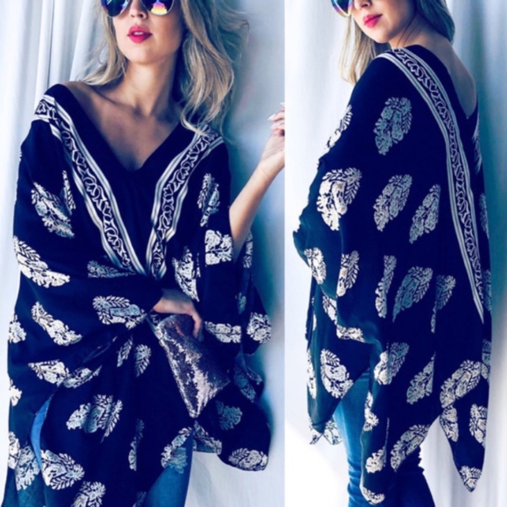 Boho Chic Tunic Top - BLACK